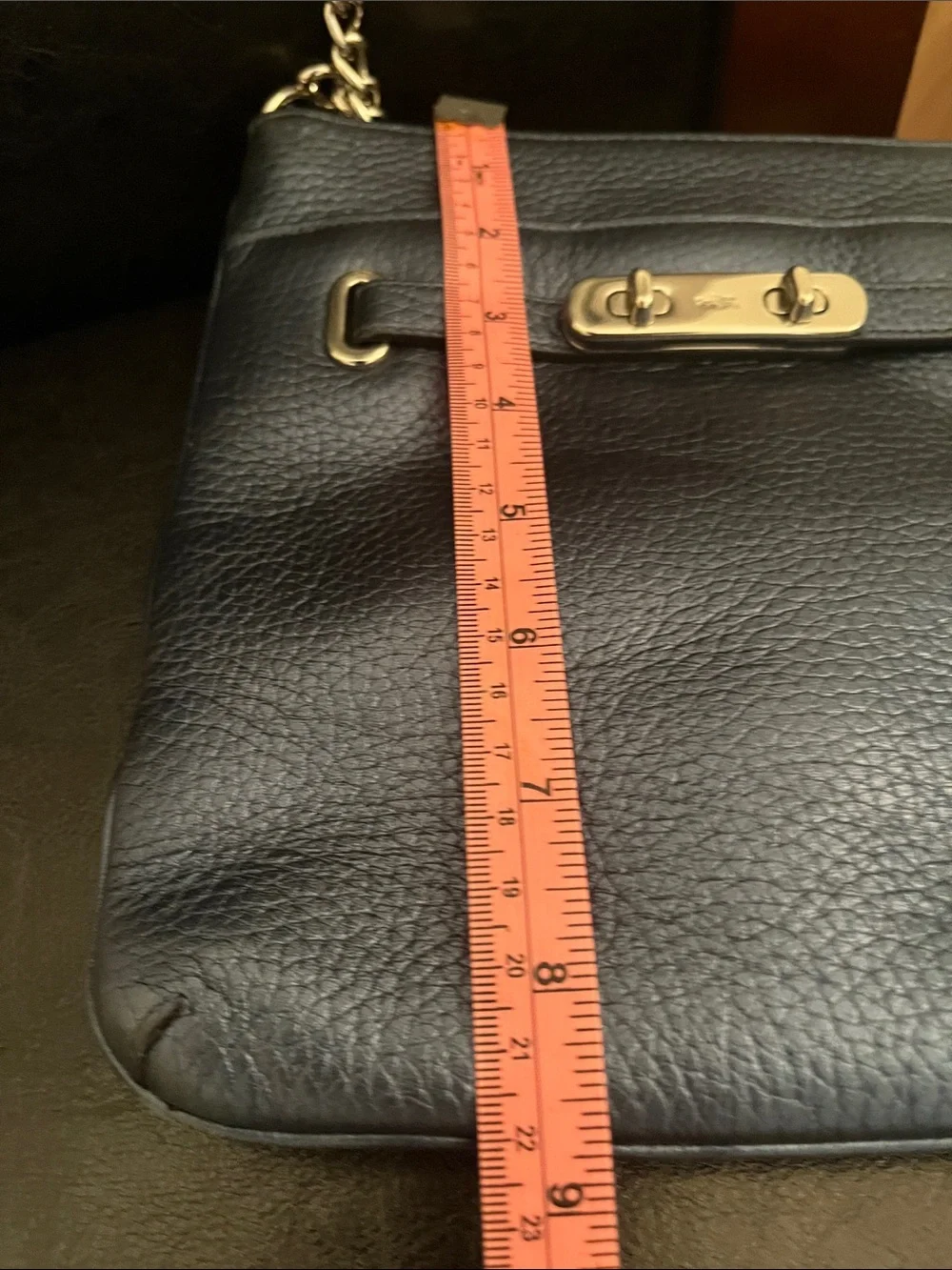 Metallic blue Coach crossbody purse